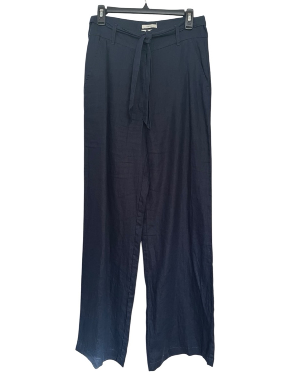 C&C California Navy Linen Wide Leg High Rise Tie-Waist Pants Size 6